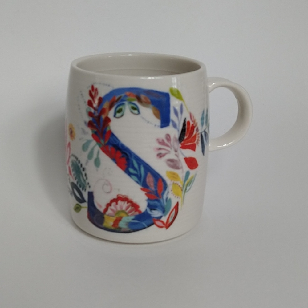 Anthropologie Petal Palette Monogram Mug "S"